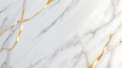 Obraz premium Abstract white marble texture with golden veins illustration background.