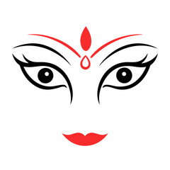 Devi Durga Eyes Vector Line Art Silhouette - Spiritual Hindu Goddess Illustration