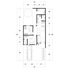 Floor plan blueprint type 96 sqm, Figure of the jotting sketch of the construction and the industrial skeleton of the structure and dimensions.