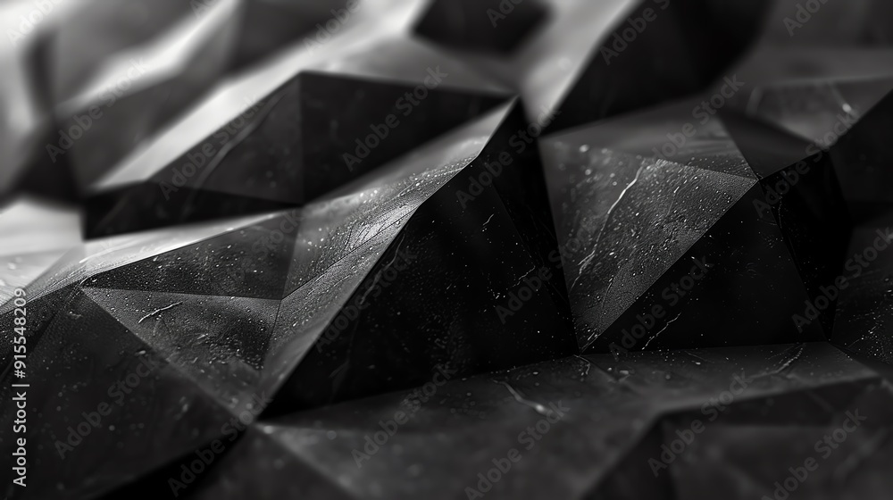 Poster create a series of elegant black 3d polygons arranged in a dynamic composition, highlighting the int