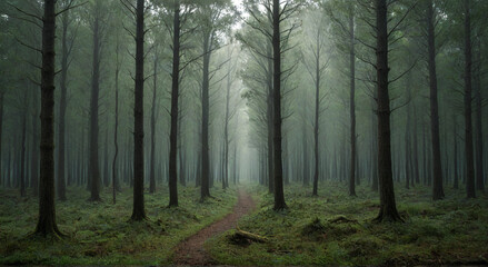 Naklejka premium fog in the woods