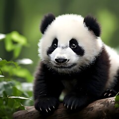 A cute panda, panda, bear, animal, china, giant, bamboo, mammal, zoo, black, wildlife, endangered, nature