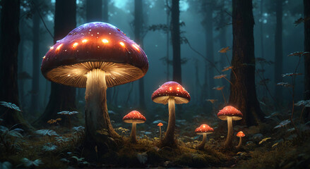 Fototapeta premium fly agaric mushrooms