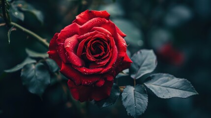 Vibrant Close-Up of a Luscious Blooming Red Rose in Full Bloom