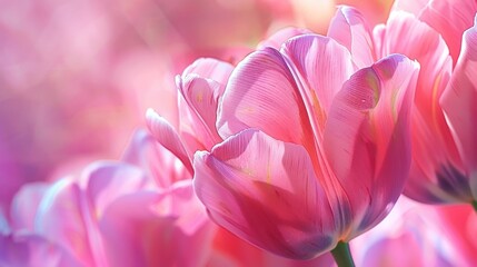 Fototapeta premium Close-up of a pink tulip in full bloom 