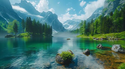 Mountain landscapes harnessing temperature gradients for efficient hydroelectric power, landscape efficiency temperature, hydroelectric optimization