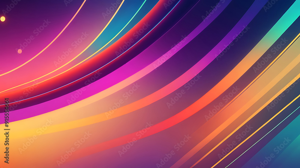 Poster illustration dynamic gradient color backdrop with connectivity in colorful lines abstract background
