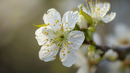 Delicate Cherry Blossom in Full Bloom - Close-up Shot of Vibrant Spring Flower Petals