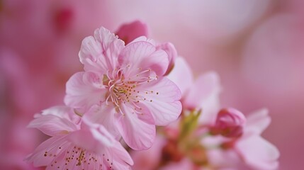 Fototapeta premium Delicate Cherry Blossom in Full Bloom during Springtime Close-up View