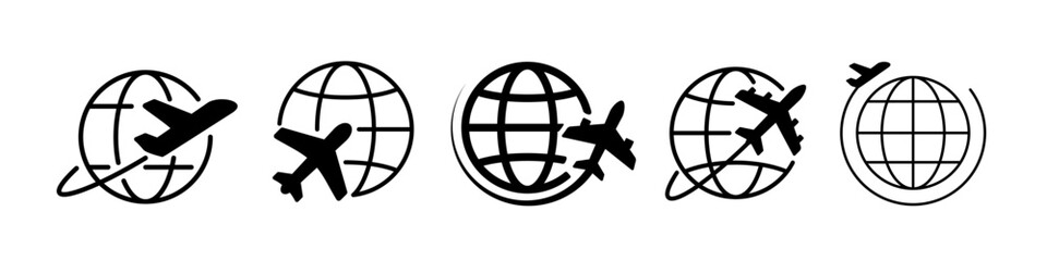 Globe plane icon. Plane travel icon. © DOBRYI VECHIR STUDYA