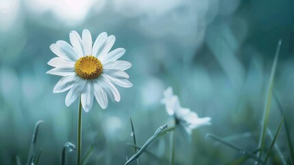Serene Beauty: Close-up of a White Daisy Amidst the Field