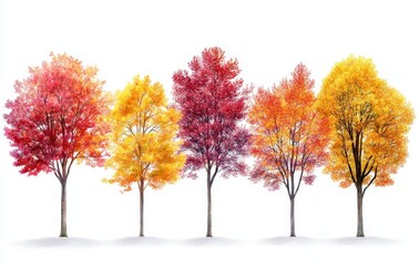 Naklejka premium A transparent background is used for the autumn tree png element
