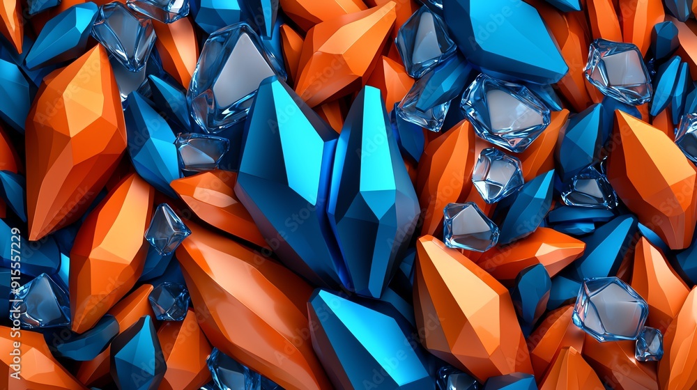 Poster create a seamless pattern of crystal shapes that vary in size and opacity, ideal for a modern, abstr