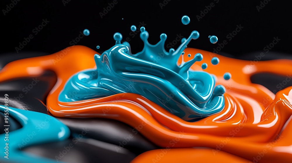Poster abstract paint splash with vibrant colors and dynamic movement.