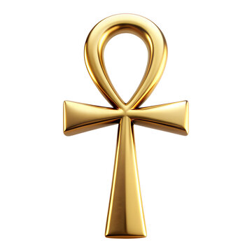 ankh ancient Egyptian symbol made of gold isolated on transparent background. symbol which symbolizes physical life, eternal life, immortality, death, and reincarnation. High quality illustration