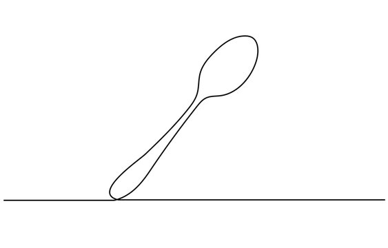 recommend clip art: spoon fork place mat one line drawing continuous, Tableware Continuous Line Illustration, Line drawing of a fork, knife, and plate. A continuous one-line sketch of cutlery and kitchen utensils.