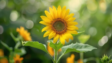 Vibrant Yellow Sunflower Blossoming in Close-up Shot