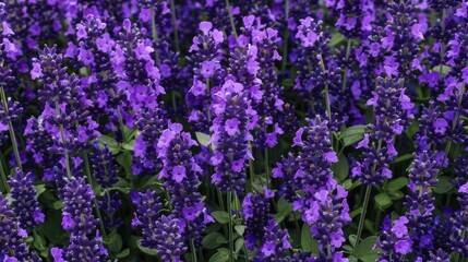 Fototapeta premium Blooming Beauty: Close-up of Luscious Purple Lavender Blossom