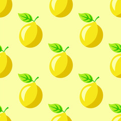 Seamless pattern lemon fruit suitable for wrapping paper, packaging product and sticker 