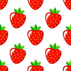 Seamless pattern strawberry fruit suitable for wrapping paper, packaging product and sticker 