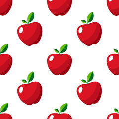 Seamless pattern red apple fruit suitable for wrapping paper, packaging product and sticker 