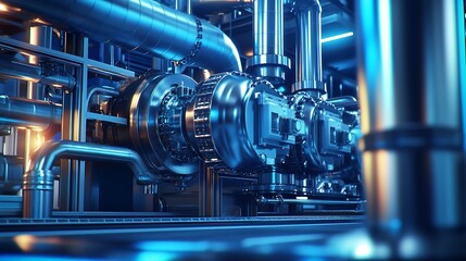 Fototapeta premium 3D Illustration of Industrial Cooling System with Ethylene Glycol in Factory Setting