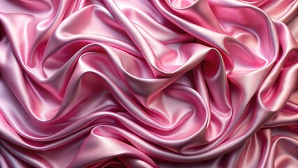 Obraz premium Softly undulating wavy pink satin fabric texture provides a luxurious, vintage, and vivid abstract background perfect for fashion, wedding, and elegant design concepts.