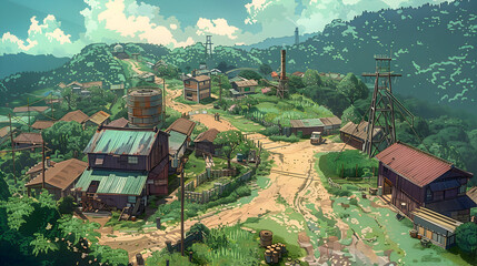 Produce a detailed illustration of an anthropologist studying the social impacts of industrialization on rural communities