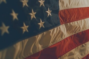 Elegant Display of the American Flag Gracefully Fluttering, Emblematic of Patriotism and the Cherished Ideals of Freedom