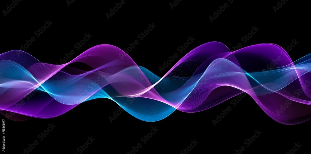 Sticker Isolated blue-purple glowing energy waves. High energy force concept.