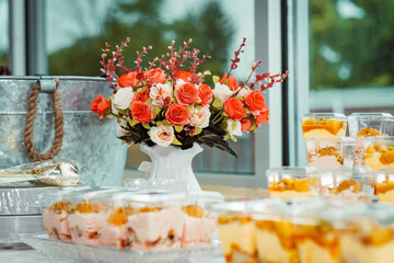 colorful floral arrangement on an event table