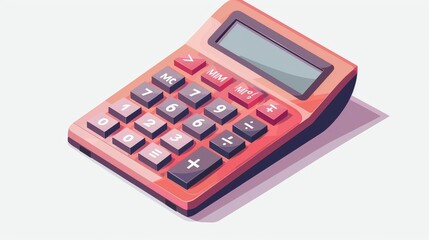 Red Calculator with White Background - Isometric Illustration