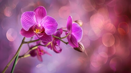 Exquisite Purple Orchid Blossom Close-Up with Vibrant Green Stem