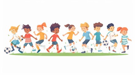 Fototapeta premium Kids Playing Soccer: A Joyful Team Sport