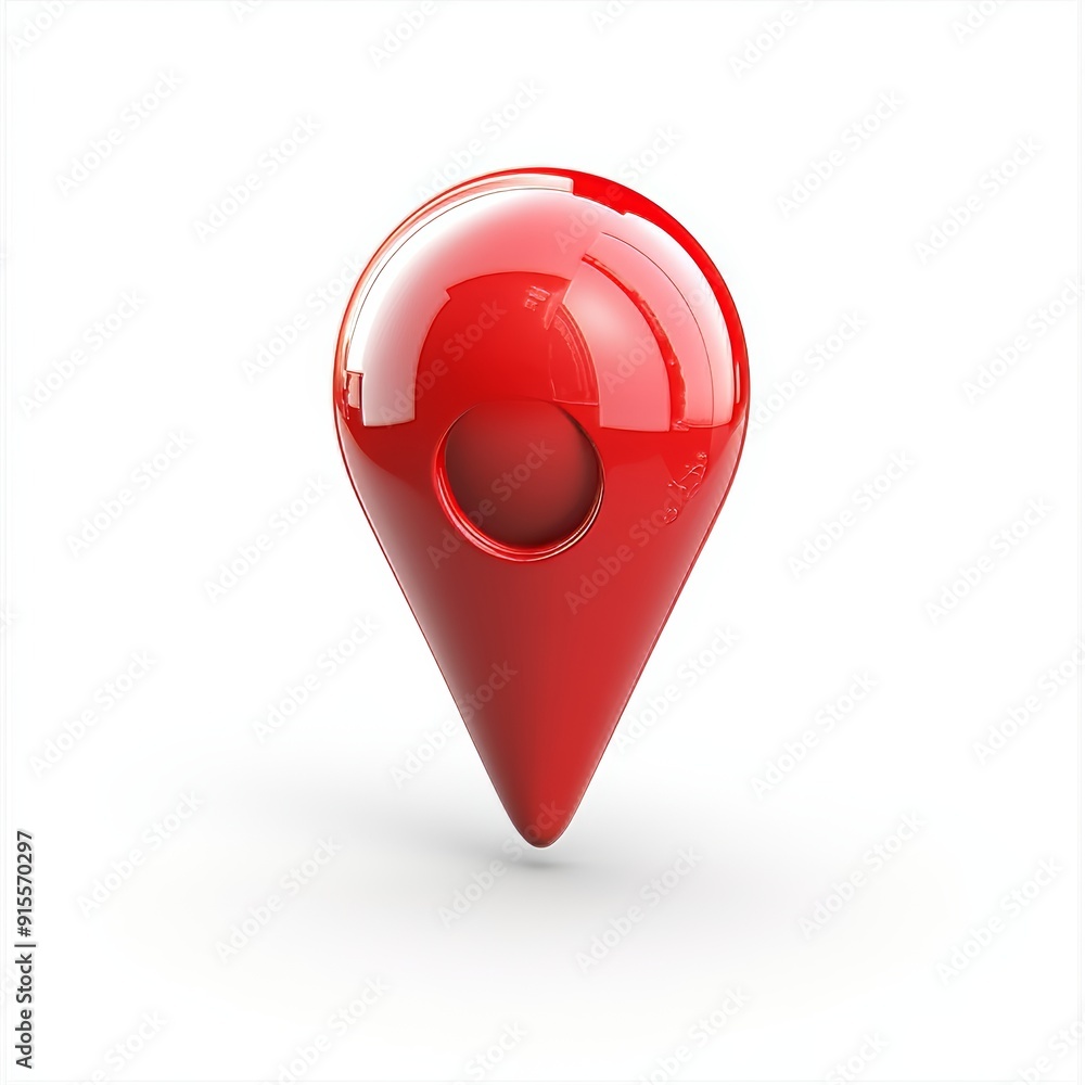 Poster sticker with a transparent background showing a 3d location pin on a map