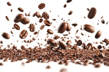 Obraz premium Transparent coffee beans png collage element