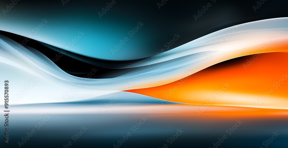 Poster a blurred background of an abstract gradient with a dark blue, orange and black color scheme.