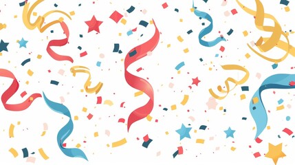 Colorful Confetti and Ribbons Celebration Background