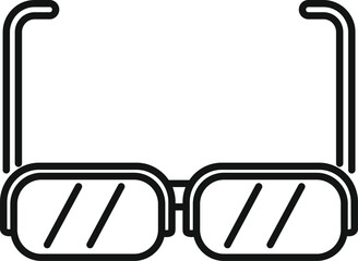 Simple black line icon of sunglasses with thick frame on white background