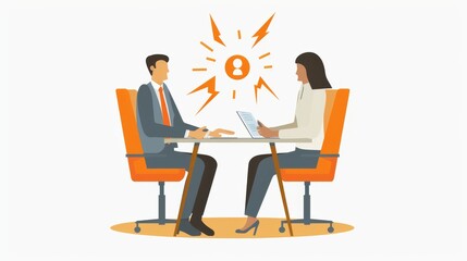Job Interview: Man and Woman Sitting at a Desk