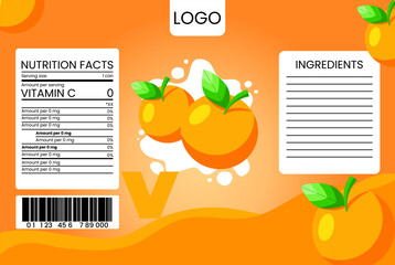 orange label design suitable for can, packaging, stickers and packaging products label