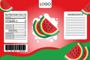 watermelon label design suitable for can, packaging, stickers and packaging products label