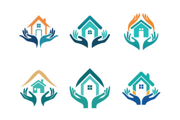 Home care letter logo design vector art illustration