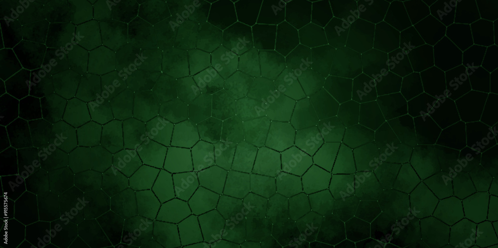 Wall mural green and gray stains broken glass background textrue. geometric pattern with 3d shapes vector illus