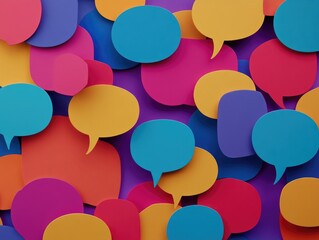Colorful speech bubbles on purple background