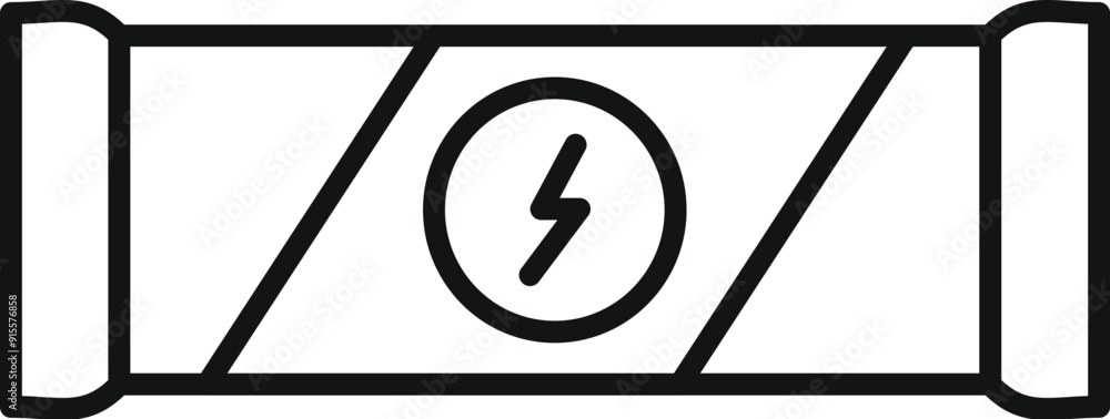 Poster linear icon of an energy bar with a lightning bolt, representing a quick source of energy