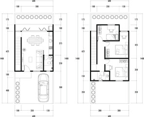 Architecture plan with furniture. home floor plan, isolated on white background, stock illustration.	