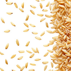 falling Parboiled rice isolated on transparent background.
