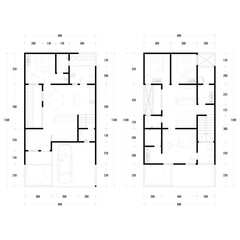 Black and White floor plan of a modern unfurnished house for your design. Suburban house vector blueprint. Architectural background. eps 10