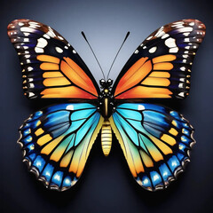 Detailed Macro Shot of a Realistic Butterfly with Vibrant Wing Patterns